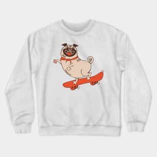 Funny animal character skateboarding pug Crewneck Sweatshirt